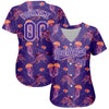 Custom Purple White 3D Pattern Design Jellyfish And Octopus Authentic Baseball Jersey