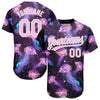 Custom Black Light Pink-White 3D Pattern Design Jellyfish Floating In The Ocean Authentic Baseball Jersey