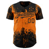 Custom Black Bay Orange 3D Pattern Design Abstract Splatter Grunge Art Authentic Baseball Jersey