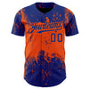 Custom Royal Orange 3D Pattern Design Abstract Splatter Grunge Art Authentic Baseball Jersey