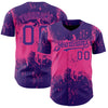 Custom Purple Pink 3D Pattern Design Abstract Splatter Grunge Art Authentic Baseball Jersey