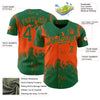 Custom Kelly Green Orange 3D Pattern Design Abstract Splatter Grunge Art Authentic Baseball Jersey