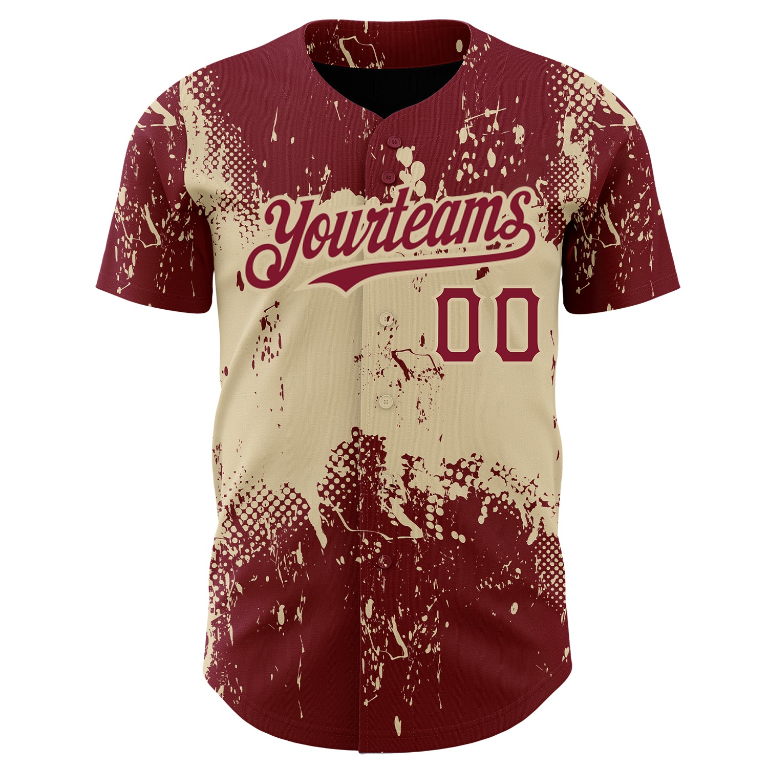 Custom Crimson City Cream 3D Pattern Design Abstract Splatter Grunge Art Authentic Baseball Jersey