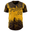 Custom Brown Gold 3D Pattern Design Abstract Splatter Grunge Art Authentic Baseball Jersey