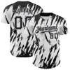 Custom White Black-Gray 3D Pattern Design Abstract Sharp Shape Authentic Baseball Jersey