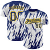 Custom White Royal-Yellow 3D Pattern Design Abstract Sharp Shape Authentic Baseball Jersey