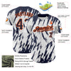 Custom White Navy-Orange 3D Pattern Design Abstract Sharp Shape Authentic Baseball Jersey