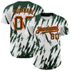 Custom White Green-Orange 3D Pattern Design Abstract Sharp Shape Authentic Baseball Jersey