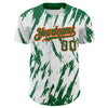 Custom White Kelly Green-Orange 3D Pattern Design Abstract Sharp Shape Authentic Baseball Jersey