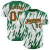 Custom White Kelly Green-Orange 3D Pattern Design Abstract Sharp Shape Authentic Baseball Jersey