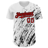 Custom White Red-Black 3D Pattern Design Abstract Splash Authentic Baseball Jersey