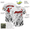 Custom White Red-Black 3D Pattern Design Abstract Splash Authentic Baseball Jersey