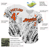 Custom White Orange-Black 3D Pattern Design Abstract Splash Authentic Baseball Jersey