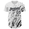 Custom White Black-Gray 3D Pattern Design Abstract Splash Authentic Baseball Jersey