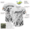 Custom White Black-Gray 3D Pattern Design Abstract Splash Authentic Baseball Jersey