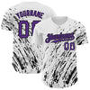 Custom White Purple-Black 3D Pattern Design Abstract Splash Authentic Baseball Jersey