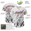 Custom White Medium Pink-Black 3D Pattern Design Abstract Splash Authentic Baseball Jersey