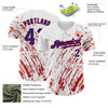 Custom White Royal-Red 3D Pattern Design Abstract Splash Authentic Baseball Jersey