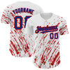 Custom White Royal-Red 3D Pattern Design Abstract Splash Authentic Baseball Jersey