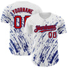 Custom White Red-Royal 3D Pattern Design Abstract Splash Authentic Baseball Jersey