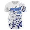 Custom White Light Blue-Royal 3D Pattern Design Abstract Splash Authentic Baseball Jersey