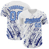 Custom White Light Blue-Royal 3D Pattern Design Abstract Splash Authentic Baseball Jersey