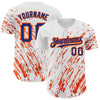 Custom White Royal-Orange 3D Pattern Design Abstract Splash Authentic Baseball Jersey