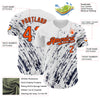 Custom White Orange-Navy 3D Pattern Design Abstract Splash Authentic Baseball Jersey