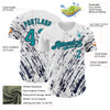 Custom White Teal-Navy 3D Pattern Design Abstract Splash Authentic Baseball Jersey