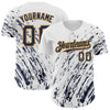 Custom White Navy-Old Gold 3D Pattern Design Abstract Splash Authentic Baseball Jersey