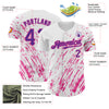 Custom White Purple-Pink 3D Pattern Design Abstract Splash Authentic Baseball Jersey