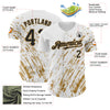 Custom White Black-Old Gold 3D Pattern Design Abstract Splash Authentic Baseball Jersey