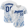 Custom White Navy-Light Blue 3D Pattern Design Abstract Splash Authentic Baseball Jersey