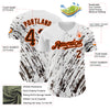 Custom White Brown-Orange 3D Pattern Design Abstract Splash Authentic Baseball Jersey