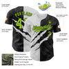 Custom Graffiti Pattern Neon Green-Black 3D Scratch Authentic Baseball Jersey