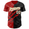 Custom Graffiti Pattern Black Red-Old Gold 3D Scratch Authentic Baseball Jersey