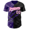 Custom Graffiti Pattern Black Purple-Pink 3D Scratch Authentic Baseball Jersey