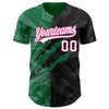 Custom Graffiti Pattern Black Kelly Green-Pink 3D Scratch Authentic Baseball Jersey