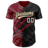 Custom Graffiti Pattern City Cream Black-Crimson 3D Scratch Authentic Baseball Jersey