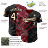 Custom Graffiti Pattern City Cream Black-Crimson 3D Scratch Authentic Baseball Jersey