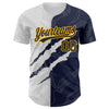 Custom Graffiti Pattern Navy-Gold 3D Scratch Authentic Baseball Jersey