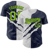 Custom Graffiti Pattern Neon Green-Navy 3D Scratch Authentic Baseball Jersey