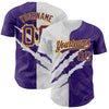 Custom Graffiti Pattern Purple-Gold 3D Scratch Authentic Baseball Jersey