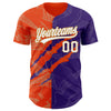 Custom Graffiti Pattern Purple Orange-Old Gold 3D Scratch Authentic Baseball Jersey