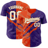 Custom Graffiti Pattern Purple Orange-Old Gold 3D Scratch Authentic Baseball Jersey