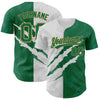 Custom Graffiti Pattern Kelly Green-Old Gold 3D Scratch Authentic Baseball Jersey