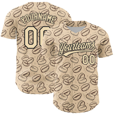 Custom City Cream Black 3D Pattern Design International Coffee Day Authentic Baseball Jersey