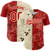 Custom Cream Red 3D Pattern Design International Coffee Day Authentic Baseball Jersey