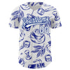 Custom White Royal 3D Pattern Design International Coffee Day Authentic Baseball Jersey