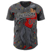 Custom Steel Gray Black-Gray 3D Pattern Jazz Music Authentic Baseball Jersey